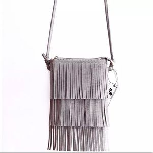 Versatile Badiya gray tassel crossbody bag